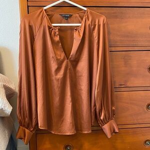 Banana Republic Copper Satin Blouse, Medium